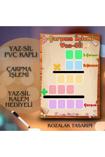 Multiplication Table Write-Erase Table Pvc Coated Durable 22*30 cm Write-Erase Pen Gift