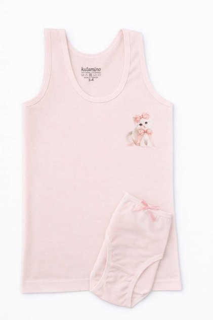 2-Piece Girls' Flexible Cotton Tank Top and Underwear Set