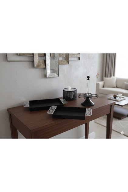 طقم ضيافة عصري يضم صواني تقديم+حامل فناجين +حامل مناديل بتصميم أنيق