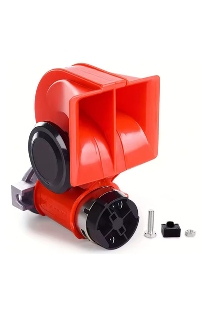 12V 138 dB Süper Güçlü Salyangoz Korna Kompresörlü Havalı Oto Korna Kırmızı