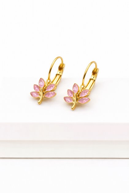 High-Quality Brass Dangle Earrings with Olive Branch Figure – Stylish Design for Pierced Ears