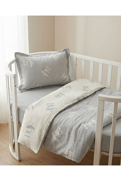 100% Cotton Muslin Baby Duvet Cover Set, Set of 3, Carousel Patterned