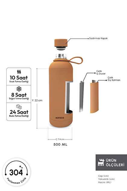 Karaca Aly Soft Touch Çelik Sızdırmaz Termos 500 ml Mocha Mousse