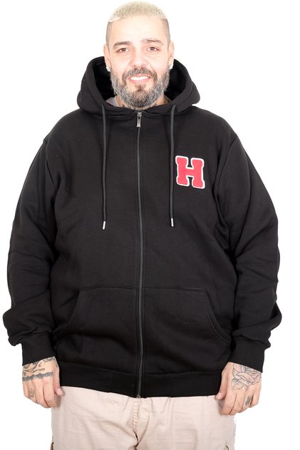 Mode XL Large Size Men's Hooded Kangaroo Pocket Sweatshirt U25811 Black