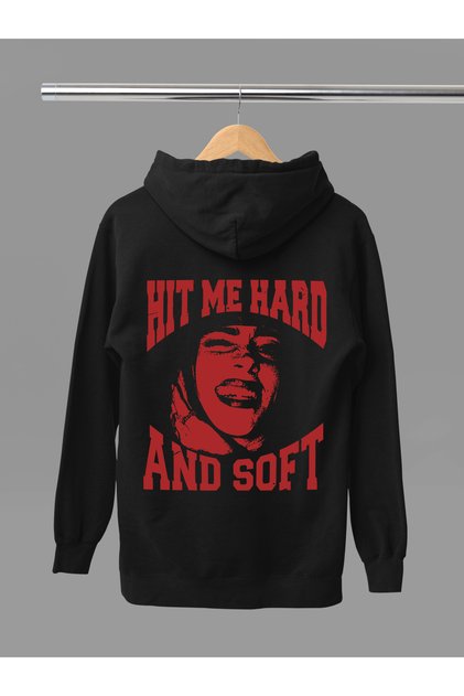 Billie Eilish Printed Cotton Long Sleeved 3-Yarn Hooded Sweatshirt