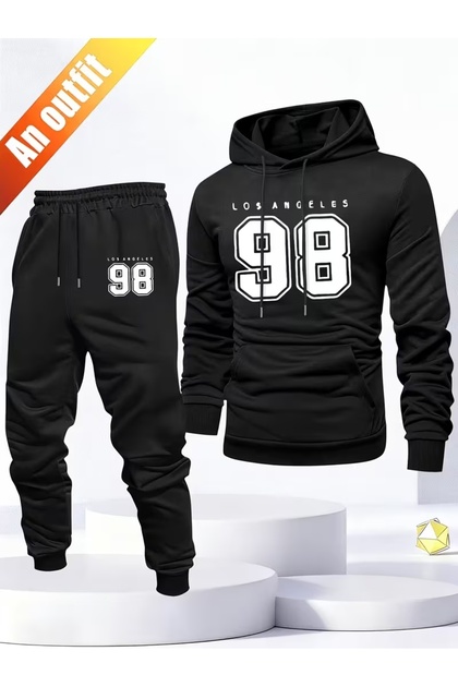 Unisex Printed Hooded Top and Bottom Set