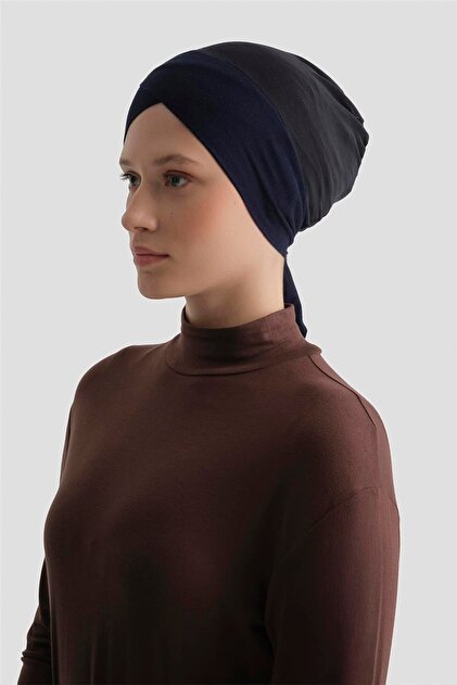 Tulle Cross Bonnet Navy Blue