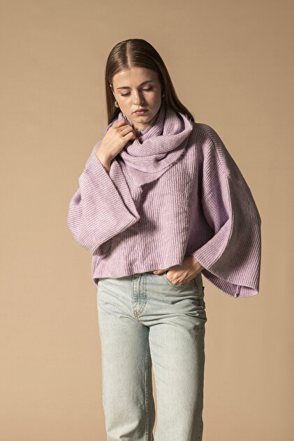 Tricot Sweater with Shawl Detail