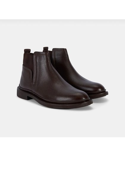 Castle 31235 Men's Brown Genuine Leather Rubber Detailed Chelsea Boots