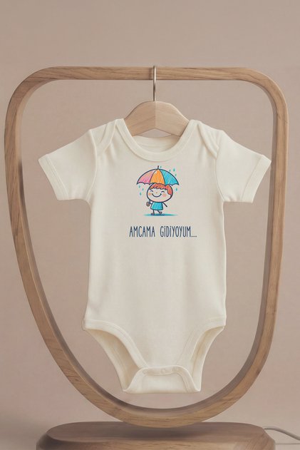 Organic 100% Cotton I'M Going to See My Uncle Printed Short Sleeve Baby Bodysuit with Snap Fasteners