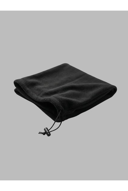 Black Fleece Neck Gaiter - Adjustable Drawstring Warm Unisex Winter Wear