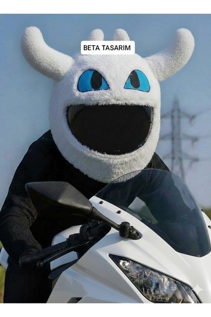 Ejderha Peluş Motosiklet Beyaz Kask Kılıfı Kask Süsü