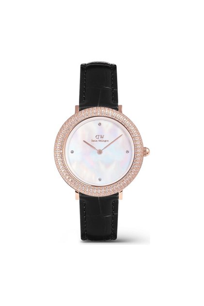 Crystalline Bezel Black Croc Rose Gold