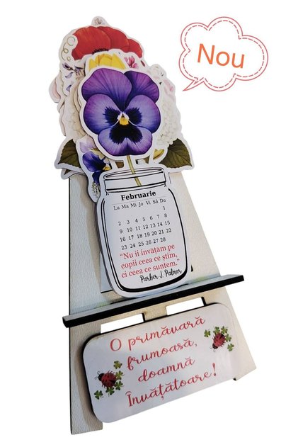Calendar de birou personalizat cu flori – Cadou elegant pentru Invatatoare