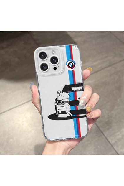 iPhone 16 Pro Max Compatible Transparent Camera Protected Airbag Soft Silicone Phone Case Bmw Pattern