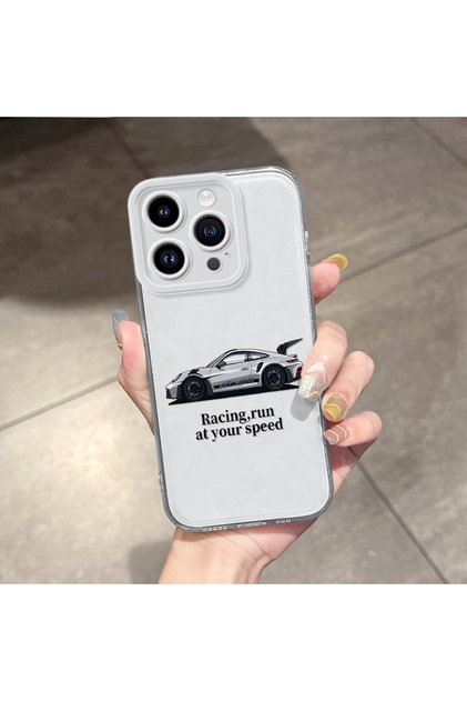 iPhone 14 Pro Compatible Case with Transparent Camera Protection Soft Silicone Phone Case Sports Car Pattern