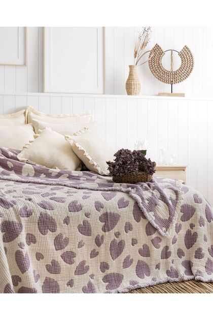 Muslin Quilt Hearted Lover's Quilt for Single Persons, Sofa Cover