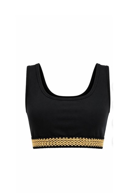 Women's Black Covered Sports Padded Crop Top