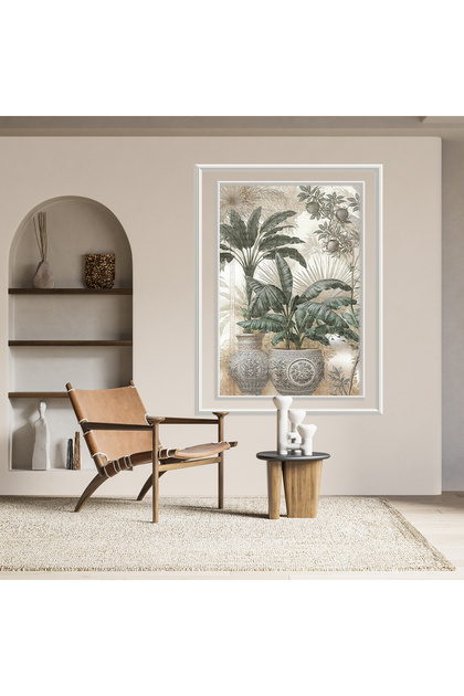 Antik saksılar içinde muz ağaçları poster duvar kağıdı
