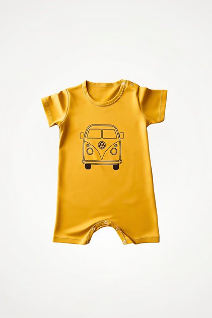100% Cotton Patterned Baby Boy Romper | Crew Neck, Short Sleeves and Short Legs