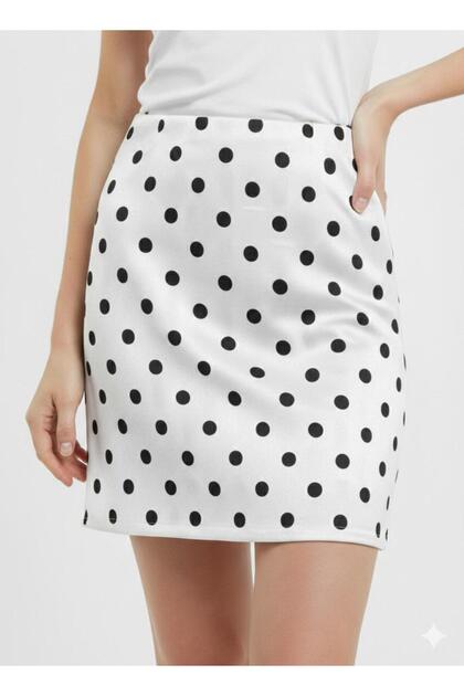Women's Polka Dot Mini Length High Waist Casual Stylish Skirt