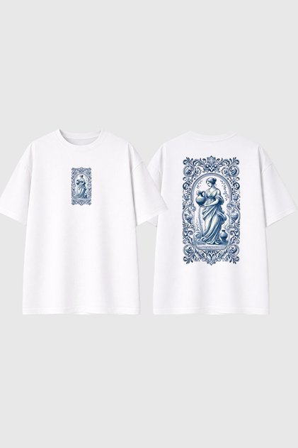 Greece Art Design Printed White Oversize t Shirt