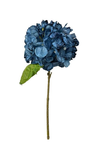 Yapay Çiçek Mavi Koyu Yanık Ortanca Tek Dal 35*15cm Pastel Renkli Desenli Kumaş Çiçek