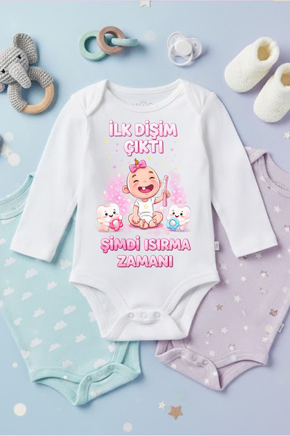 Baby Funny Printed Bodysuit My First Tooth Came Out Girl Printed 100% Cotton Bodysuit