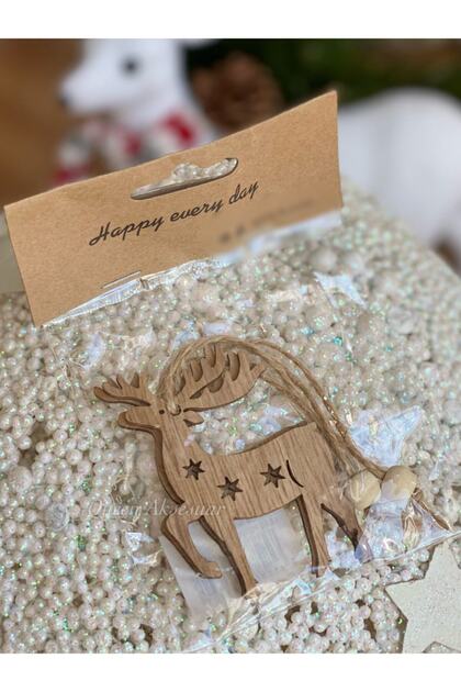 New Year Christmas Special Wooden Starry Deer Pine Tree Tree Ornament Luxury Set of 2