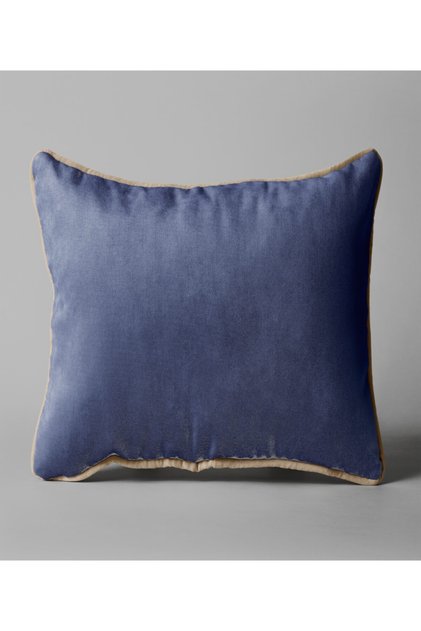 Kahve Biyeli Mavi Kırlent Kılıfı 43x43