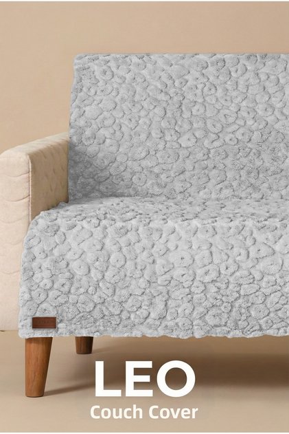 Leopard Patterned Wellsoft Sofa Cover Embossed Sofa Protector Shawl Covering the Back (180X220 cm)