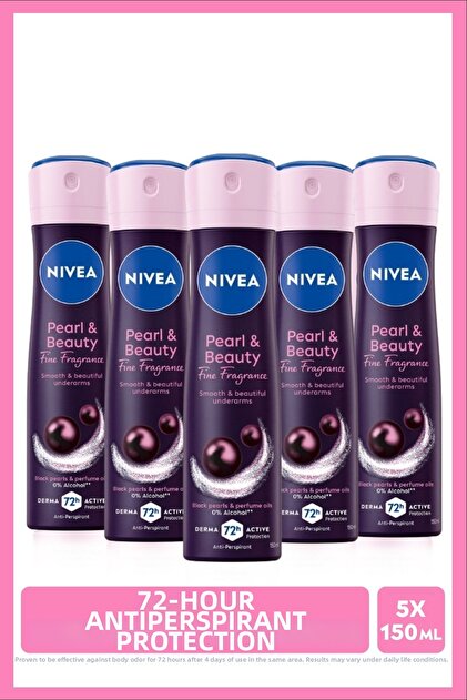 Pearl & Beauty Deodorant spray cu extract de perle negre, 48h, 150 ml X5