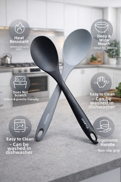 (2 Pieces) 30 cm Jumbo Size Silicone Tablespoon