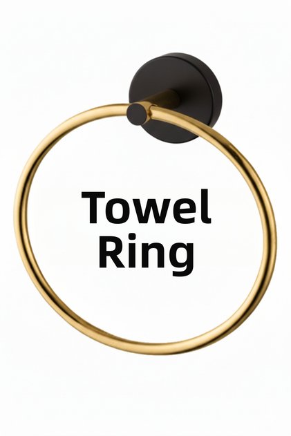 Round Towel Holder Black Gold Color