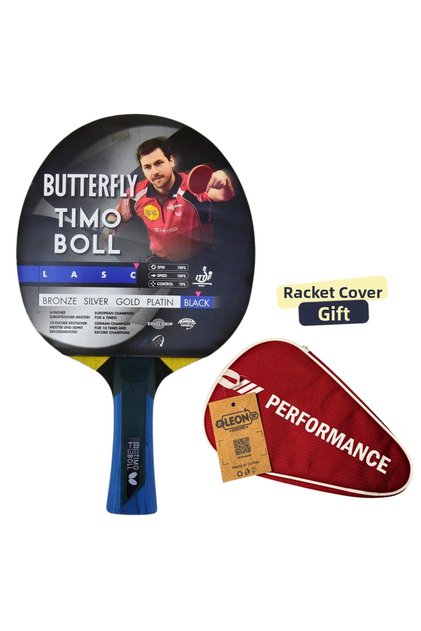 Timo Boll Black Table Tennis Racket Ittf Approved - with Racket Cover