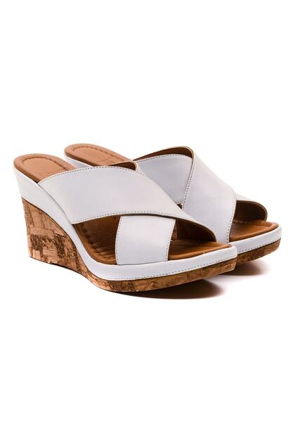 Ciana Genuine Leather Slipper White