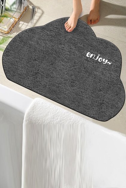 Bath Washable Non-Slip Enjoy Written Cloud Bath Mat Bathroom Carpet Single Piece (60X100)