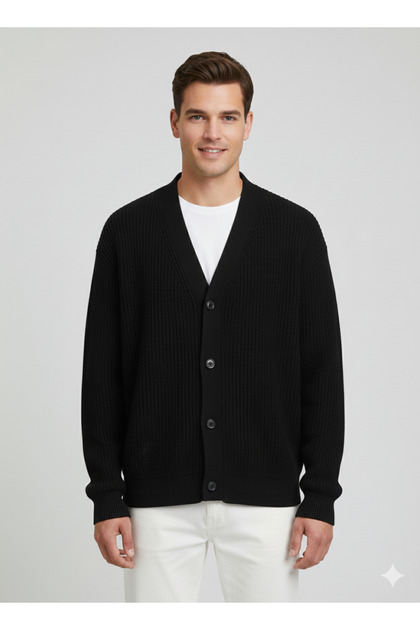Jack & Jones J&J JORDASHCONNOR Knit Cardigan Siyah Erkek Hırka