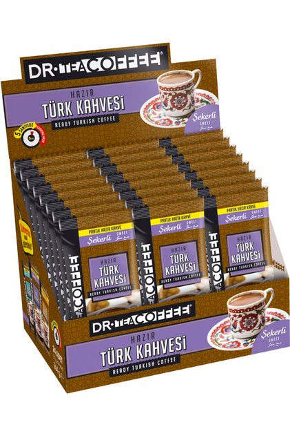 Drteacoffee Instant Turkish Coffee with Sugar 11Gr 24 Pieces Box