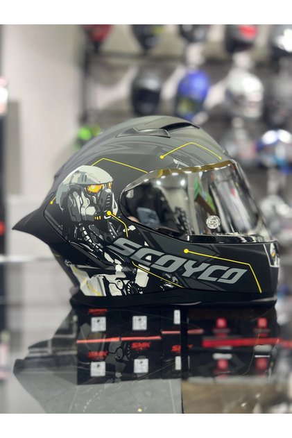 871 CYBER Gümüş Vizörlü Kapalı Kask