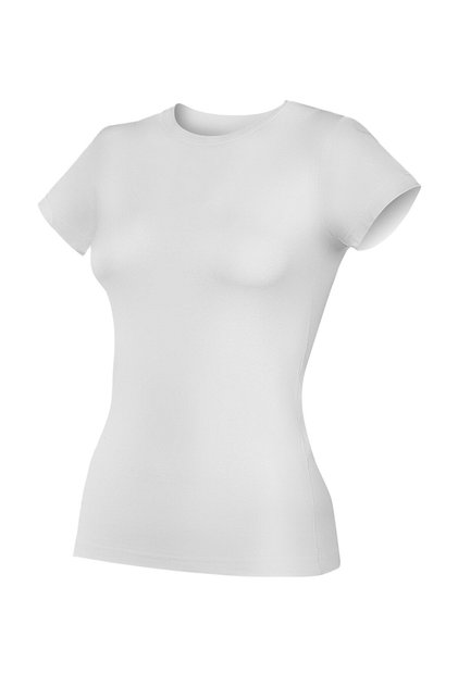2140 White Lycra Round Neck Short Sleeve Women's T-shirt