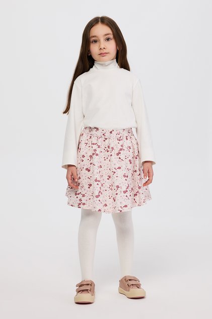 Girl's Floral Patterned Ecru Skirt