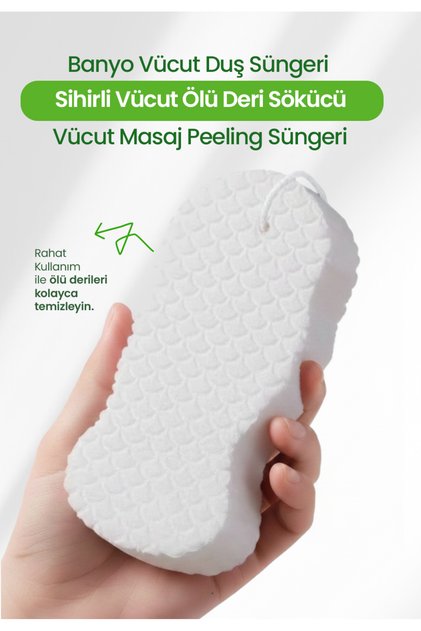 Banyo Vücut Duş Süngeri Sihirli Vücut Ölü Deri Sökücü Vücut Masaj Peeling Süngeri BEYAZ