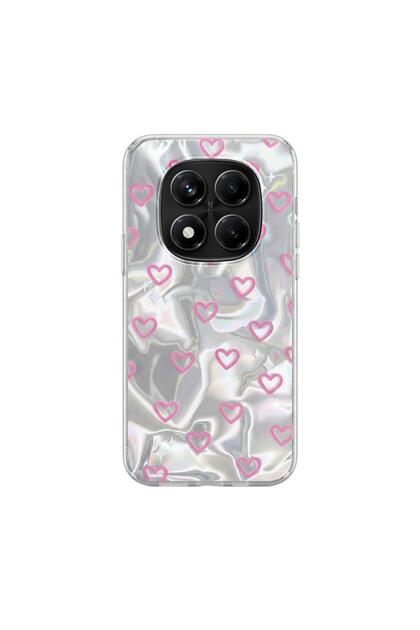 Xiaomi Redmi Note 14 Pro 5g Compatible Case Heart Patterned Silicone Case Pink