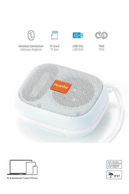 7834‑B Kablosuz TWS Bluetooth Hoparlör | IPX7 Suya Dayanıklı | USB & TF Kart Girişli | Taşın