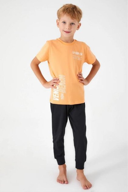 3041-g Male Child Venice Beach Leg Elastic Half Sleeve Pajamas Suit