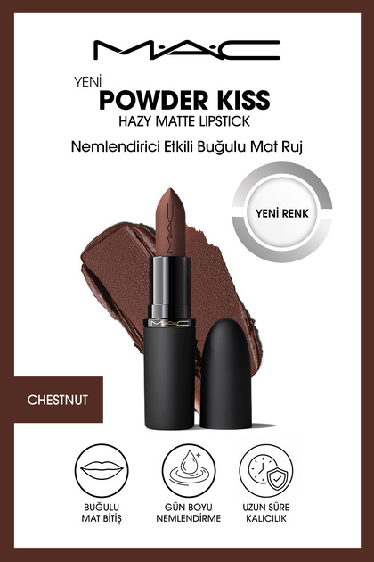 Powder Kiss Hazy Matte Lipstick Nemlendirici Etkili Buğulu Mat Ruj - Chestnut