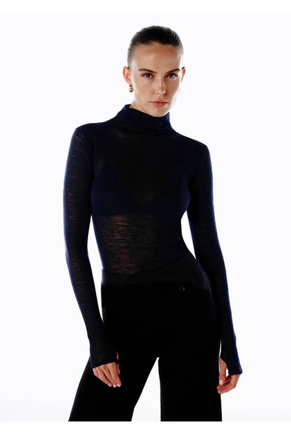 Black Ultrafine Merino Wool Blended Knitwear