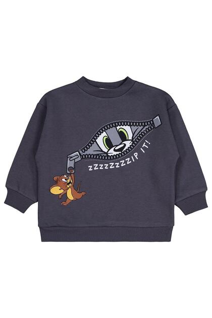 Zipper Printed 2-5 Years Old Sweatshirt - Gray