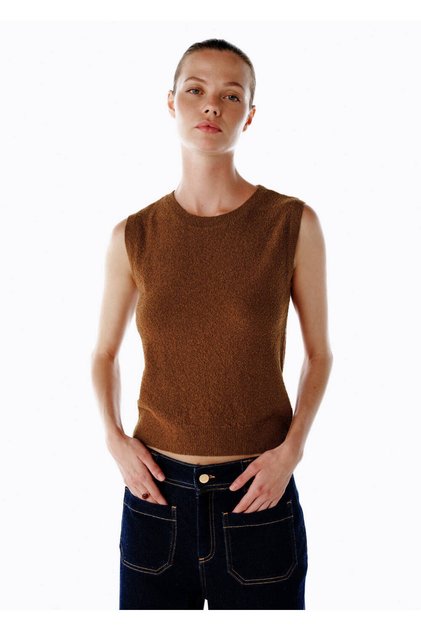Bouclé Merino Yün Triko Üst